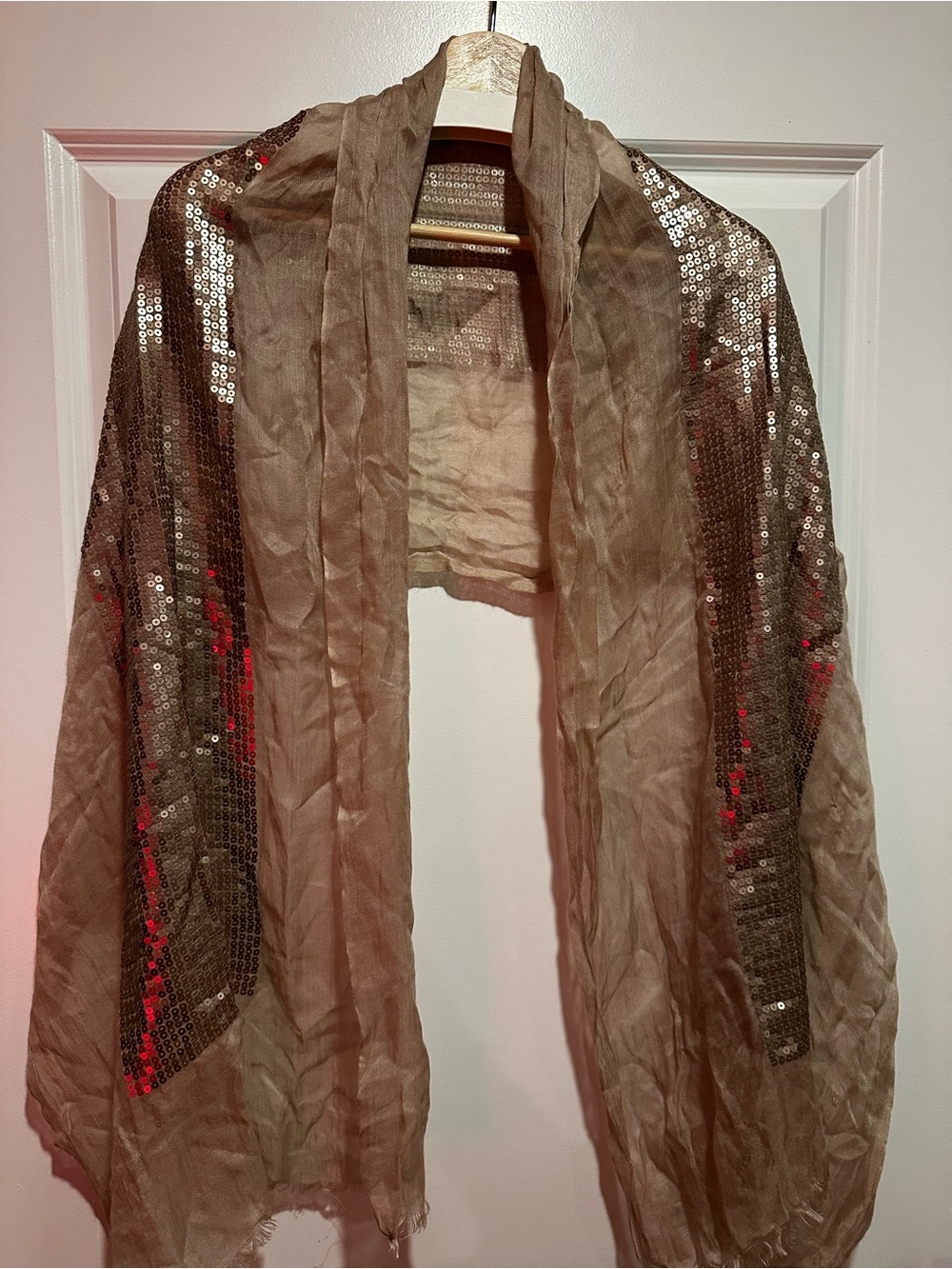 Sequin-Trim Rose Shawl Jacket - Women’s Lightweight Cape